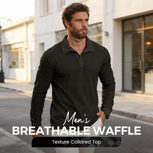 ⌛Limited-Time Offer-✨Men's Breathable Waffle Texture Collared Top