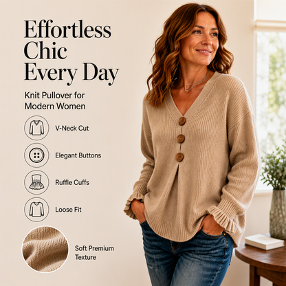✨👚Women's V Neck Knit Sweater