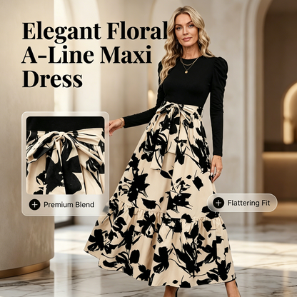 👗✨Floral Long Sleeve A-Line Maxi Dress for Women