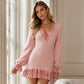 👗✨Women's Lantern Sleeve V Neck Knit Dress