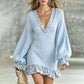 👗✨Women's Lantern Sleeve V Neck Knit Dress