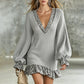 👗✨Women's Lantern Sleeve V Neck Knit Dress