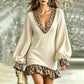 👗✨Women's Lantern Sleeve V Neck Knit Dress