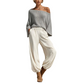 👗✨Women's Off-Shoulder Knit Top & Casual Pants Set