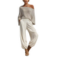 👗✨Women's Off-Shoulder Knit Top & Casual Pants Set