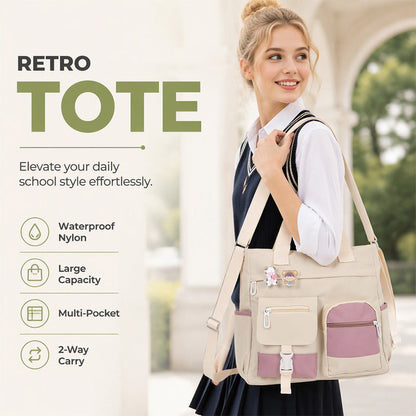 ✨Large Capacity Multi-Pocket Canvas Tote Bag