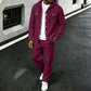 Men's Casual Waffle Hooded Jacket & Pants Set