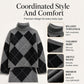 🍁New Fall Collection-Women's Argyle Knit Sweater & Skirt Set