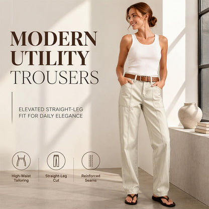 ✨ Flattering Everyday Style | Women's Straight-Leg Utility Pants with Reinforced Seams