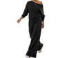 👗✨Women's Off-Shoulder Top & Wide-Leg Pants Set