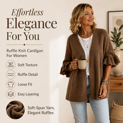 ✨👚Women's Ruffle Sleeve Knit Cardigan