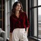 ✨👚Women's Solid Color Ruffle Neck Blouse