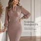 👗✨Women's Elegant V-Neck Bishop-Sleeve Bodycon Dress