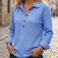 👚✨Women's Waffle Knit Long Sleeve Henley Top