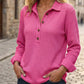 👚✨Women's Waffle Knit Long Sleeve Henley Top