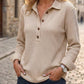 👚✨Women's Waffle Knit Long Sleeve Henley Top
