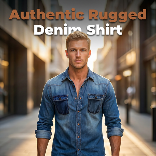 ✨Men's Denim Long Sleeve Shirt Casual Button Down Cardigan