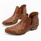 ✨Women's Retro V-Cut Block Heel Martin Boots Plus Size Fall Winter Solid Color and Floral Print Ankle Boots