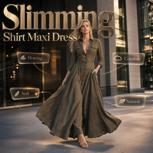 💫 Effortless Polish | Women's Lapel Button-Down Pocket Maxi Dress✨𝘉𝘶𝘺 𝘢𝘯𝘺 2 𝘢𝘯𝘥 𝘨𝘦𝘵 𝘢𝘯 𝘦𝘹𝘵𝘳𝘢 8% 𝘥𝘪𝘴𝘤𝘰𝘶𝘯𝘵