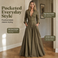 💫 Effortless Polish | Women's Lapel Button-Down Pocket Maxi Dress