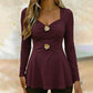 👚✨Women's V-Neck Peplum Top with Flower Accents
