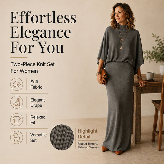 👗✨Women's Batwing Sleeve Top & Maxi Skirt Set