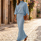 👗✨Women's Batwing Sleeve Top & Maxi Skirt Set
