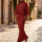 👗✨Women's Batwing Sleeve Top & Maxi Skirt Set