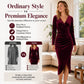 👗✨Women's V-Neck Velvet Ruched Bodycon Dress