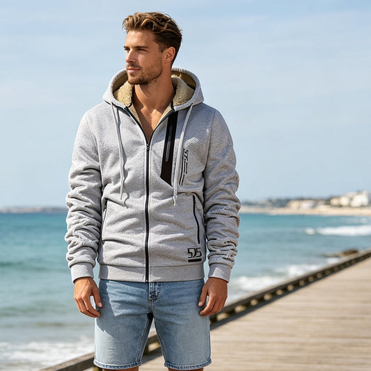 ✨Men's Thick Plush-Lined Hooded Warm Jacket