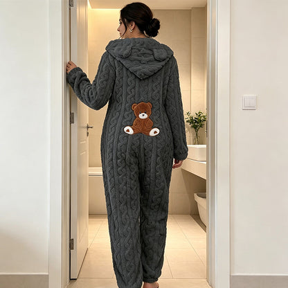 👗✨Women's Cute Bear Hooded One-Piece Loungewear