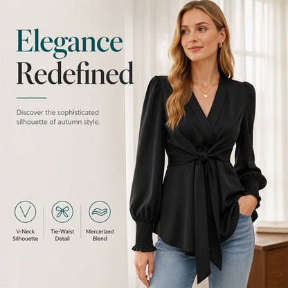 Women’s Elegant V Neck Tie Waist Blouse✨𝘉𝘶𝘺 2 𝘢𝘯𝘥 𝘨𝘦𝘵 𝘢𝘯 𝘦𝘹𝘵𝘳𝘢 8% 𝘥𝘪𝘴𝘤𝘰𝘶𝘯𝘵