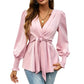 Women’s Elegant V Neck Tie Waist Blouse✨𝘉𝘶𝘺 2 𝘢𝘯𝘥 𝘨𝘦𝘵 𝘢𝘯 𝘦𝘹𝘵𝘳𝘢 8% 𝘥𝘪𝘴𝘤𝘰𝘶𝘯𝘵