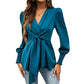 Women’s Elegant V Neck Tie Waist Blouse✨𝘉𝘶𝘺 2 𝘢𝘯𝘥 𝘨𝘦𝘵 𝘢𝘯 𝘦𝘹𝘵𝘳𝘢 8% 𝘥𝘪𝘴𝘤𝘰𝘶𝘯𝘵