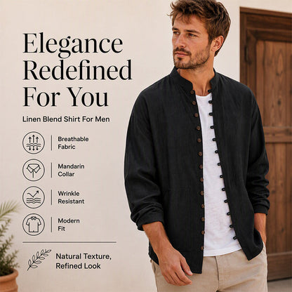 ✨Men's Casual Long Sleeve Stand Collar Shirt