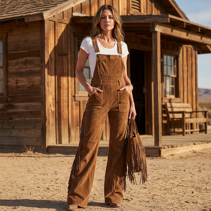 Retro Western Suede Fringe Overalls✨𝘉𝘶𝘺 2 𝘢𝘯𝘥 𝘨𝘦𝘵 𝘢𝘯 𝘦𝘹𝘵𝘳𝘢 8% 𝘥𝘪𝘴𝘤𝘰𝘶𝘯𝘵