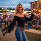 👚✨Women’s Western-Style Off-Shoulder Fringe Sleeve Top