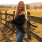 👚✨Women’s Western-Style Off-Shoulder Fringe Sleeve Top
