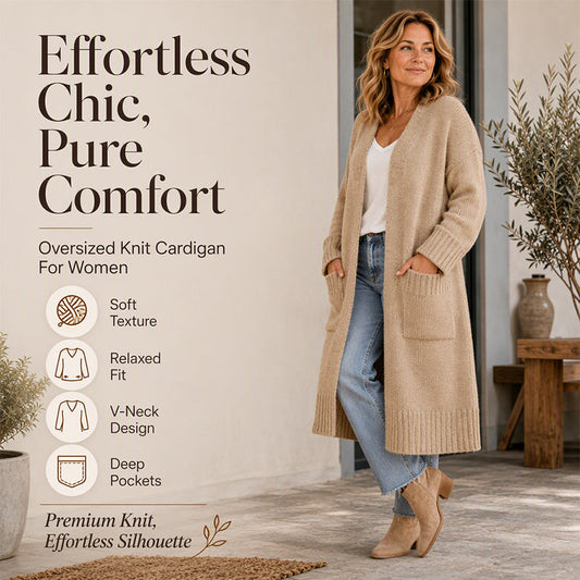 👚✨Women's Open Front Long Knit Cardigan