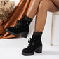 Women's Chunky Heel Lace Ankle Booties