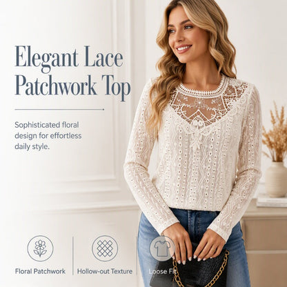 👚✨Women's Lace Patchwork Long Sleeve T-Shirt✨𝘉𝘶𝘺 2 𝘢𝘯𝘥 𝘨𝘦𝘵 𝘢𝘯 𝘦𝘹𝘵𝘳𝘢 8% 𝘥𝘪𝘴𝘤𝘰𝘶𝘯𝘵