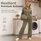 Women's Heavyweight Cotton-Blend Two-Piece Tracksuit Set with Zip-Up and Wide-Leg Pants