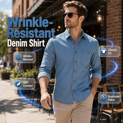 Men's Casual Long Sleeve Denim Shirt