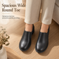 Women's British Style Retro Slip On Mid Block Heel Pumps Plus Size Chunky Heel Low Top Shoes