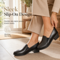Women's British Style Retro Slip On Mid Block Heel Pumps Plus Size Chunky Heel Low Top Shoes