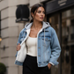 Women's Layered Hooded Denim Jacket with Warm Lining