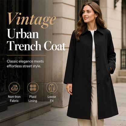 Women's Single-Breasted Long Trench Coat