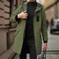 Men's Mid-Length Hooded Windbreaker Trench