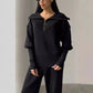 Women's Casual Sporty 2-Piece Set - Half-Zipper Lapel Top & Matching Jogger