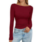 Women's Elegant Boat Neck Ribbed Knit Top